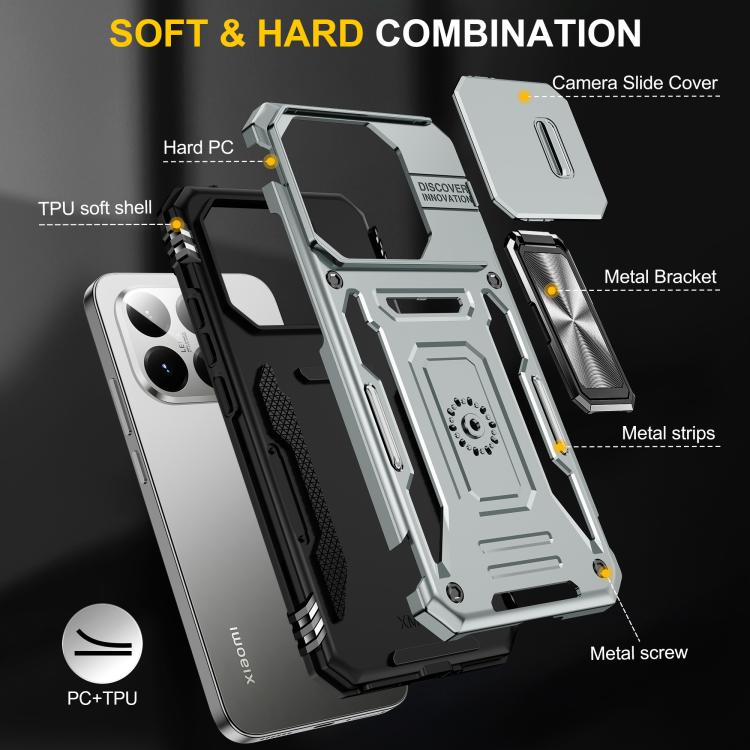 For Xiaomi 15T Armor PC Hybrid TPU Camera Shield Phone Case