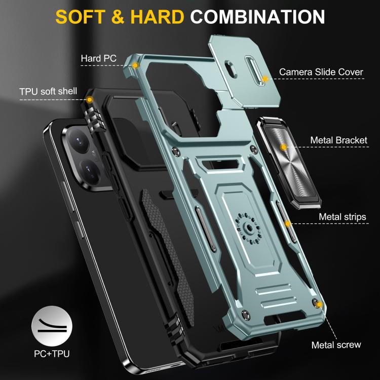 For Xiaomi 15T Pro Armor PC Hybrid TPU Camera Shield Phone Case