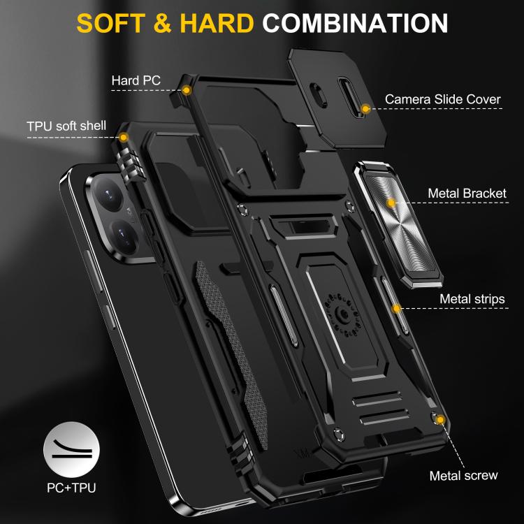 For Xiaomi 15T Pro Armor PC Hybrid TPU Camera Shield Phone Case
