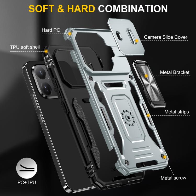 For Xiaomi 15T Pro Armor PC Hybrid TPU Camera Shield Phone Case