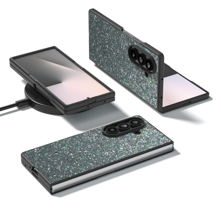 For Samsung Galaxy Z Fold7 5G Black Frame Colorful Glitter Phone Case