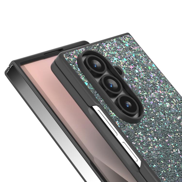 For Samsung Galaxy Z Fold7 5G Black Frame Colorful Glitter Phone Case