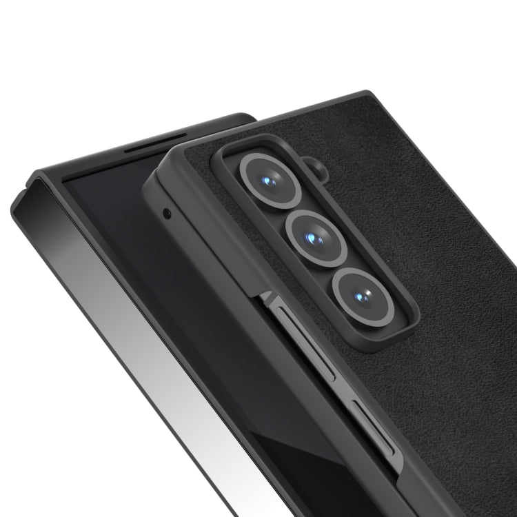 For Samsung Galaxy Z Fold Special Black Edge Two-color Calf Texture PU Phone Case
