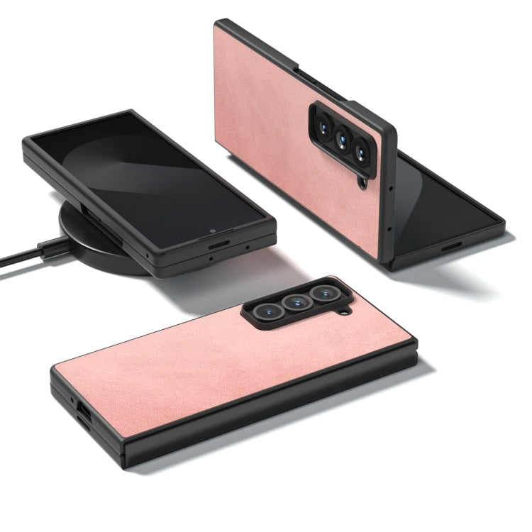 For Samsung Galaxy Z Fold Special Black Edge Two-color Calf Texture PU Phone Case