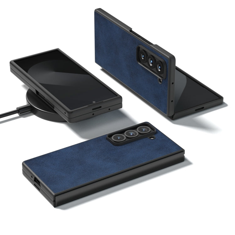 For Samsung Galaxy Z Fold Special Black Edge Two-color Calf Texture PU Phone Case
