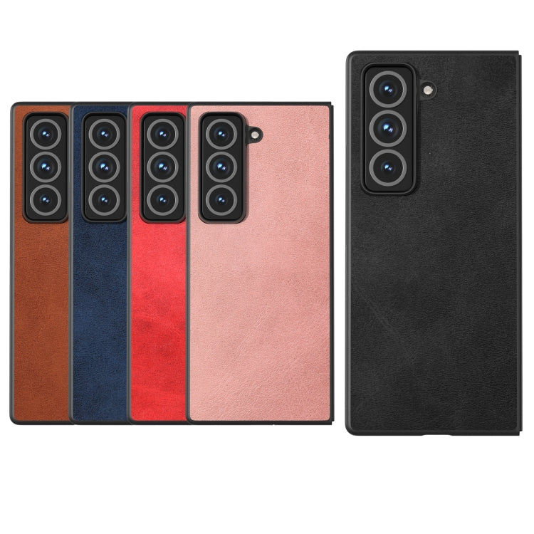For Samsung Galaxy Z Fold Special Black Edge Two-color Calf Texture PU Phone Case