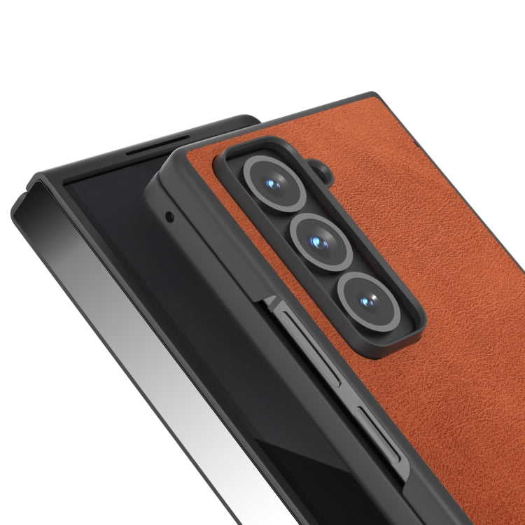 For Samsung Galaxy Z Fold Special Black Edge Two-color Calf Texture PU Phone Case