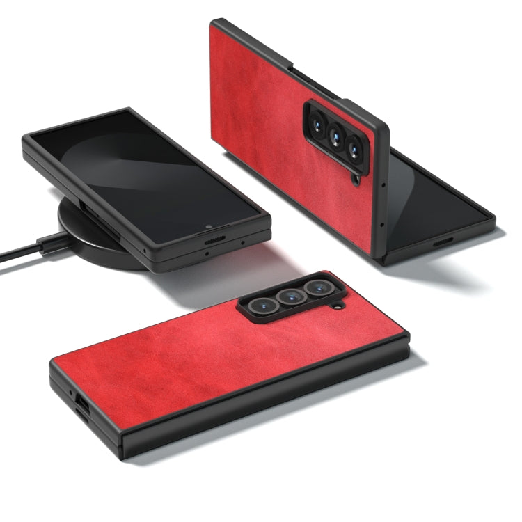 For Samsung Galaxy Z Fold Special Black Edge Two-color Calf Texture PU Phone Case