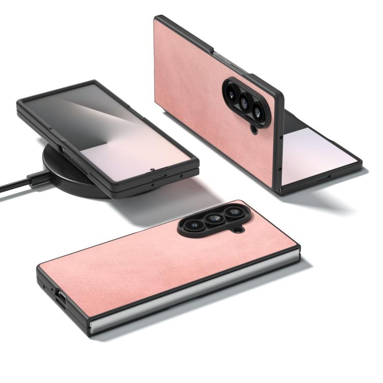 For Samsung Galaxy Z Fold7 5G Black Edge Two-color Calf Texture PU Phone Case