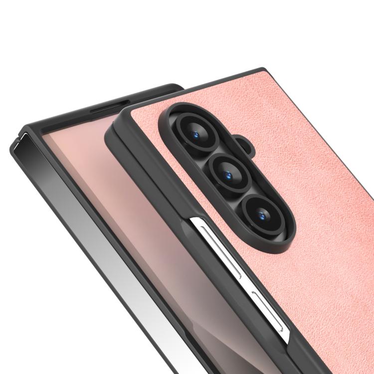 For Samsung Galaxy Z Fold7 5G Black Edge Two-color Calf Texture PU Phone Case