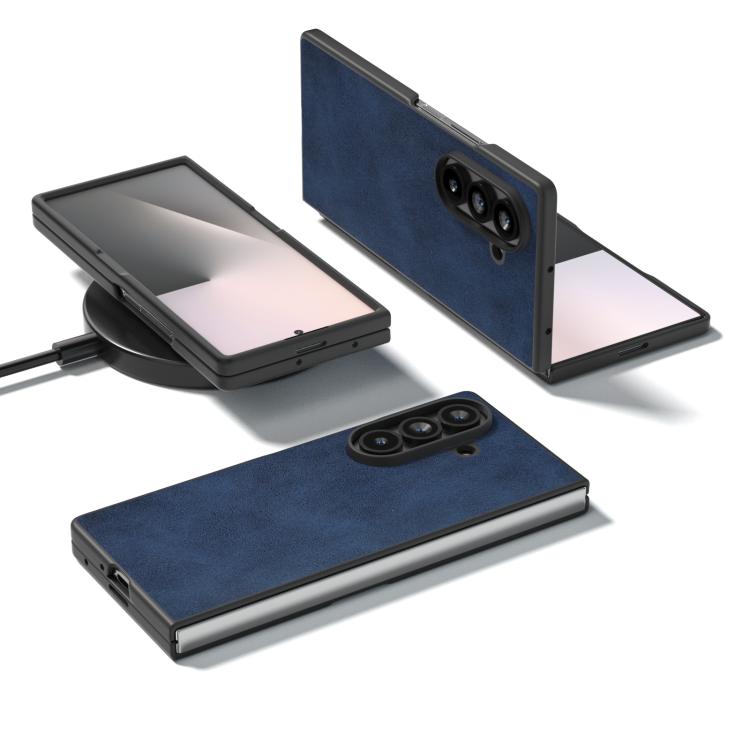For Samsung Galaxy Z Fold7 5G Black Edge Two-color Calf Texture PU Phone Case