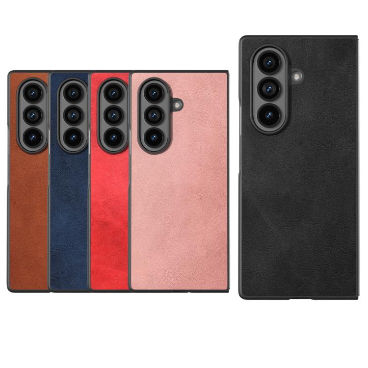 For Samsung Galaxy Z Fold7 5G Black Edge Two-color Calf Texture PU Phone Case