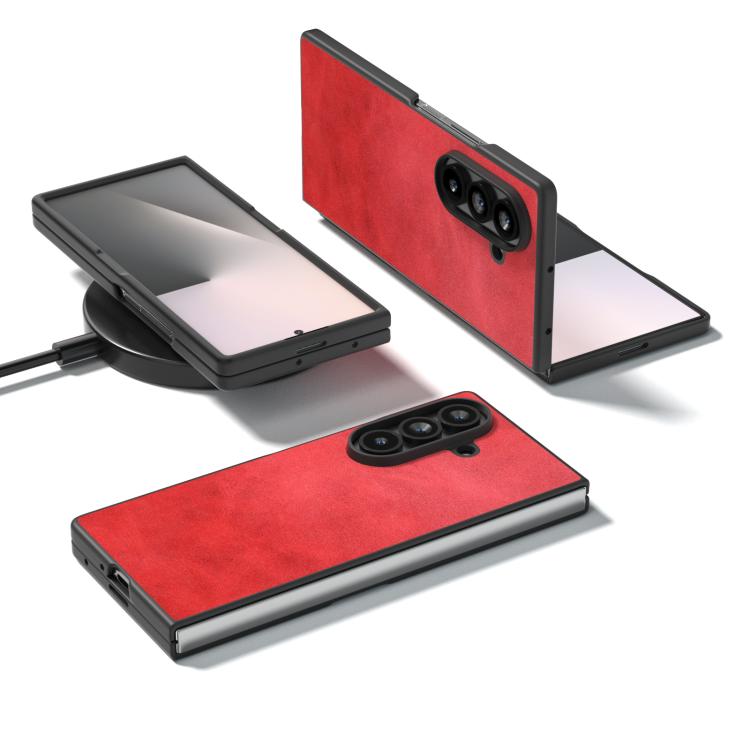 For Samsung Galaxy Z Fold7 5G Black Edge Two-color Calf Texture PU Phone Case