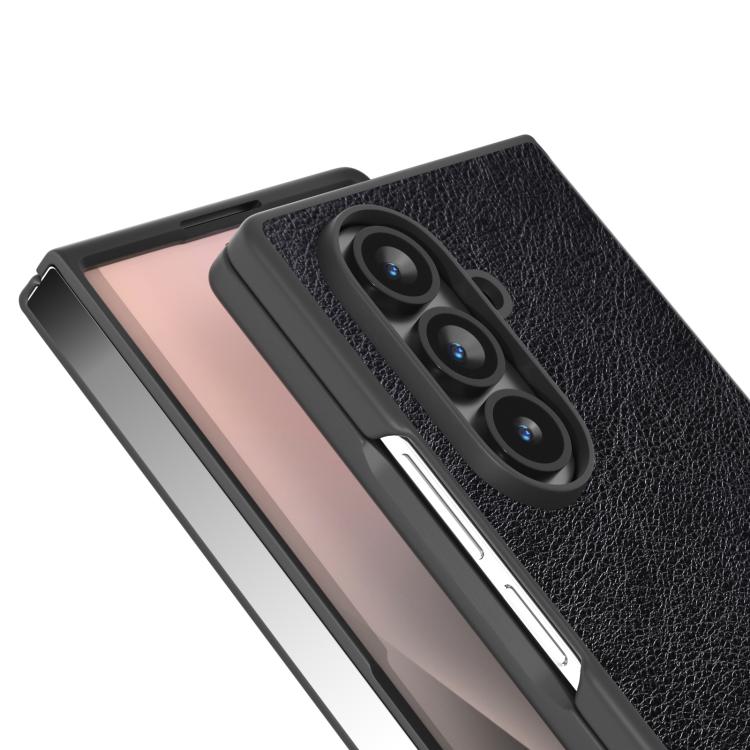 For Samsung Galaxy Z Fold7 5G Dual Color Lichi Texture PU Phone Case
