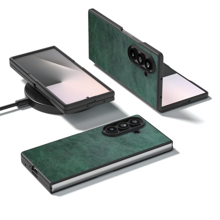 For Samsung Galaxy Z Fold7 5G Dual Color Lichi Texture PU Phone Case