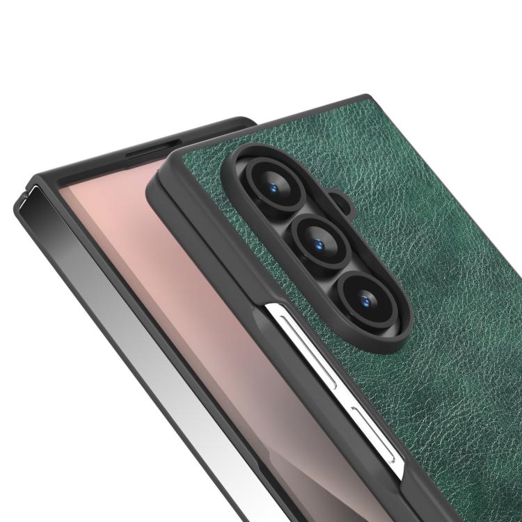 For Samsung Galaxy Z Fold7 5G Dual Color Lichi Texture PU Phone Case