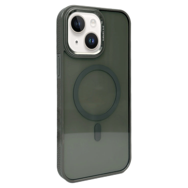 For iPhone 15 Metal Lens Frame MagSafe Phone Case