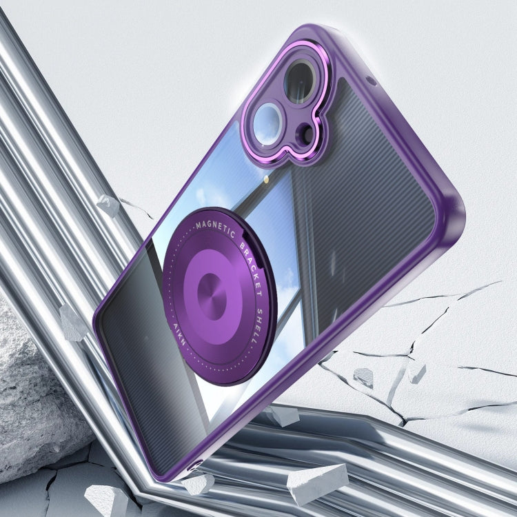 For Samsung Galaxy A06 4G 360 Holder MagSafe Acrylic Hybrid TPU Phone Case