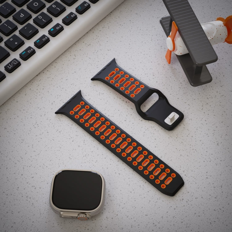 For Apple Watch 46mm / 49mm / 45mm / 44mm Single Nail Dual-Color Multi-hole Silicone Watch Band