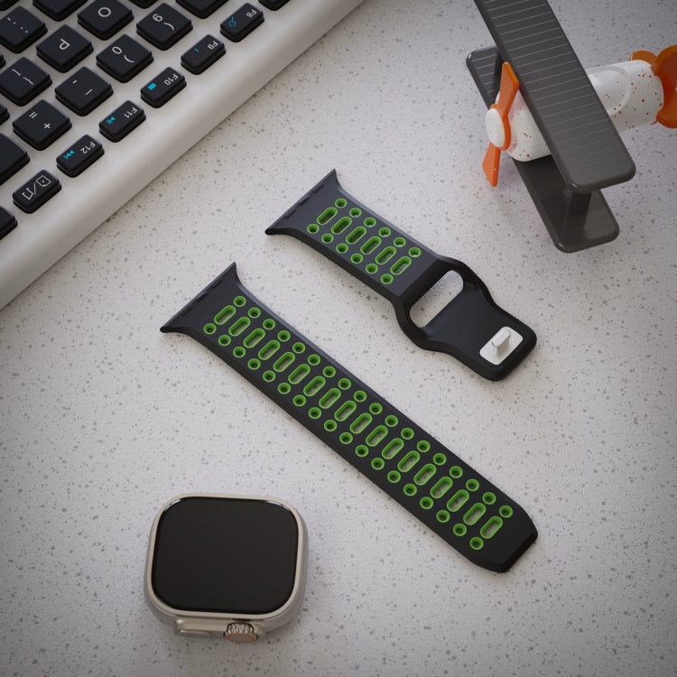 For Apple Watch 46mm / 49mm / 45mm / 44mm Single Nail Dual-Color Multi-hole Silicone Watch Band