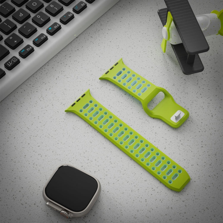 For Apple Watch 46mm / 49mm / 45mm / 44mm Single Nail Dual-Color Multi-hole Silicone Watch Band