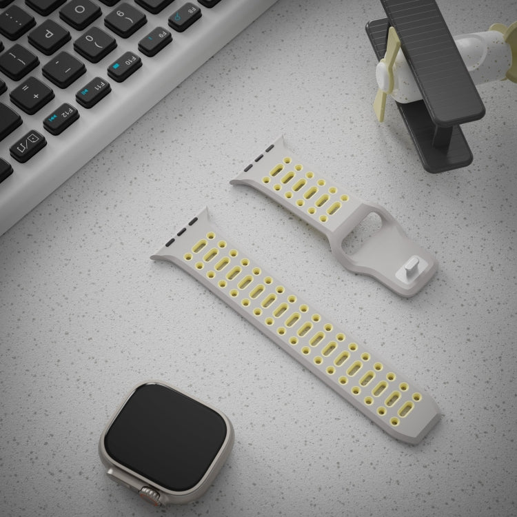 For Apple Watch 46mm / 49mm / 45mm / 44mm Single Nail Dual-Color Multi-hole Silicone Watch Band