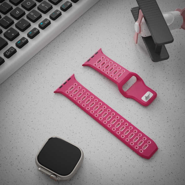 For Apple Watch 46mm / 49mm / 45mm / 44mm Single Nail Dual-Color Multi-hole Silicone Watch Band