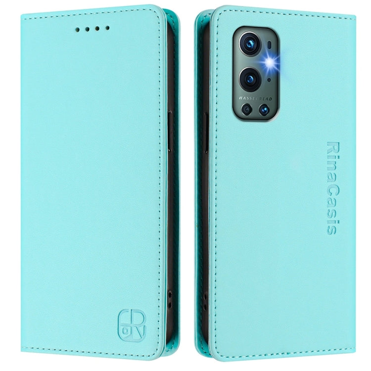 For OnePlus 9 Pro RC01 Dual-Folded Magnetic Suction RFID Leather Phone Case