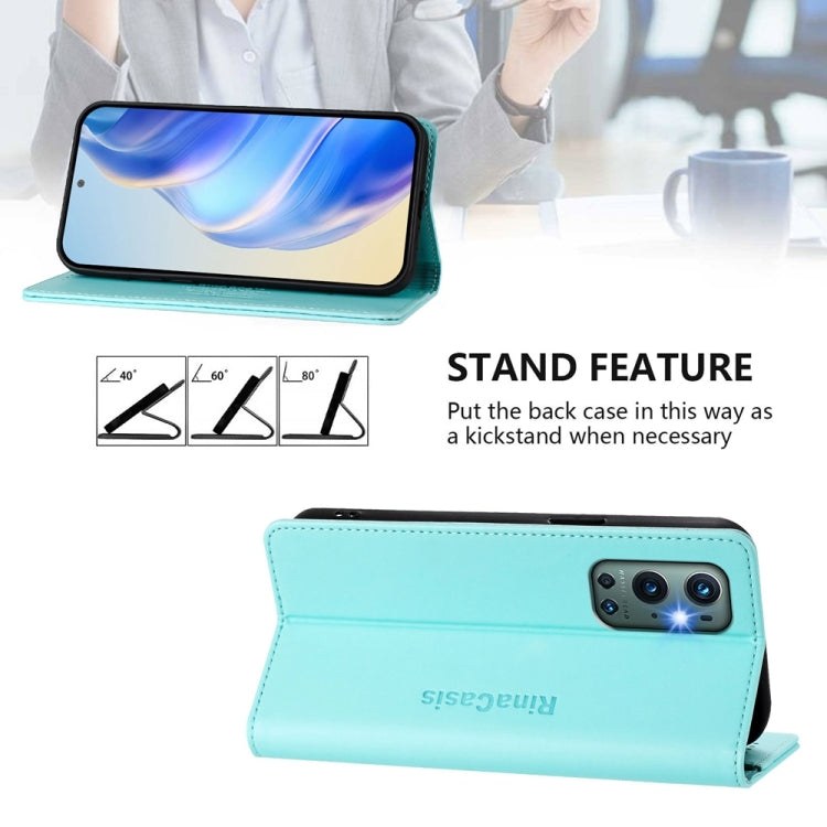 For OnePlus 9 Pro RC01 Dual-Folded Magnetic Suction RFID Leather Phone Case