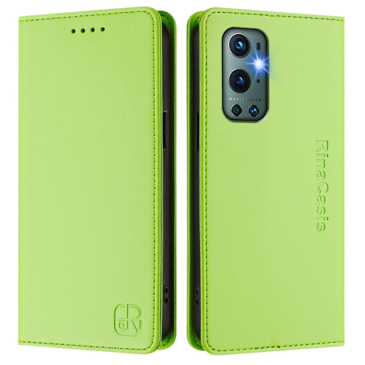 For OnePlus 9 Pro RC01 Dual-Folded Magnetic Suction RFID Leather Phone Case