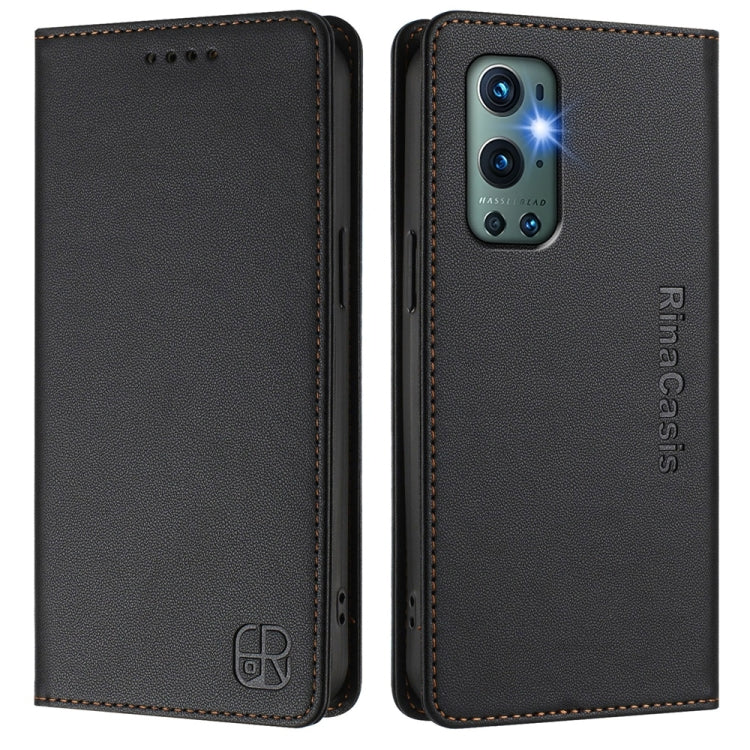 For OnePlus 9 Pro RC01 Dual-Folded Magnetic Suction RFID Leather Phone Case