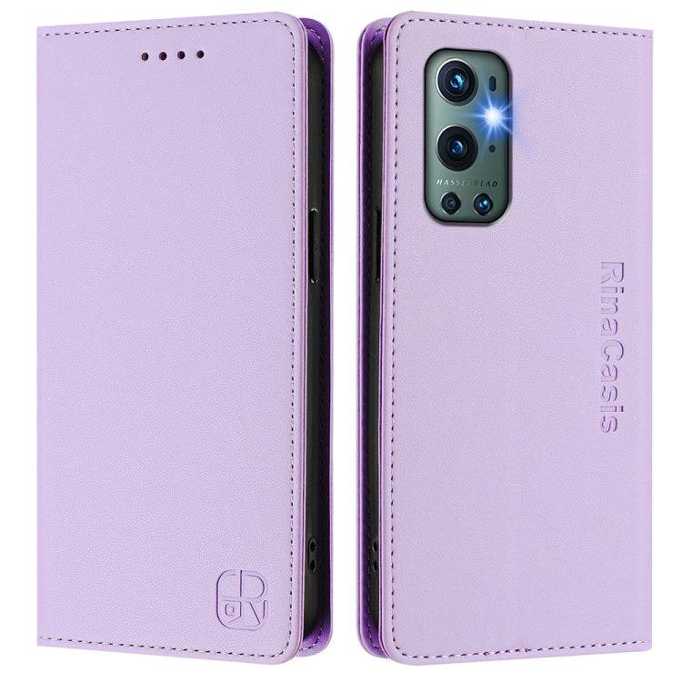 For OnePlus 9 Pro RC01 Dual-Folded Magnetic Suction RFID Leather Phone Case