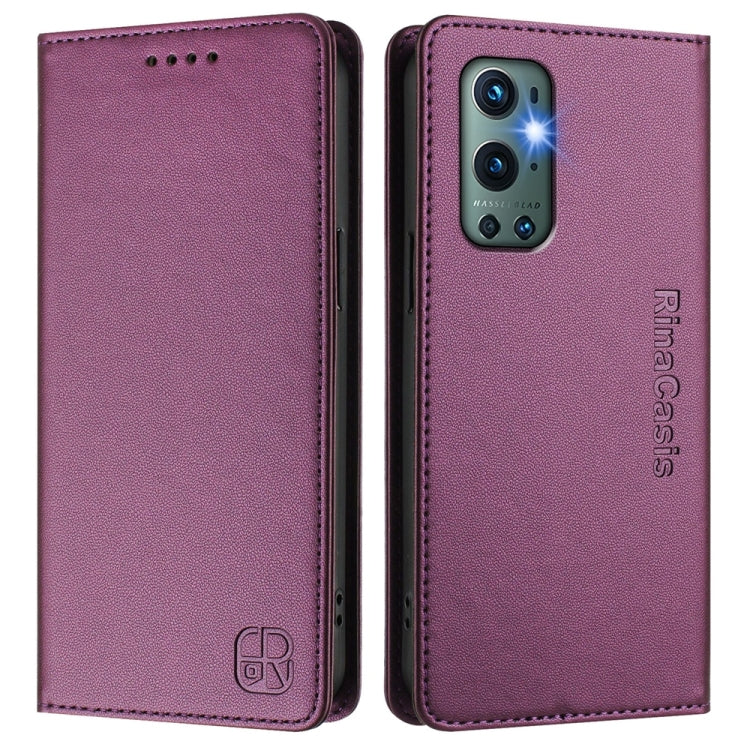 For OnePlus 9 Pro RC01 Dual-Folded Magnetic Suction RFID Leather Phone Case