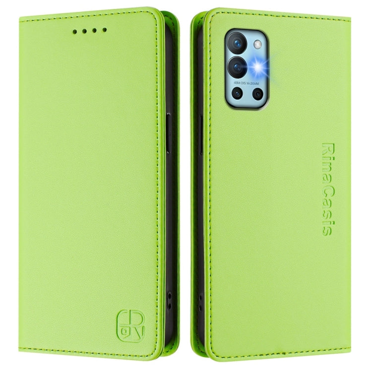 For OnePlus 9R / OnePlus 8T RC01 Dual-Folded Magnetic Suction RFID Leather Phone Case