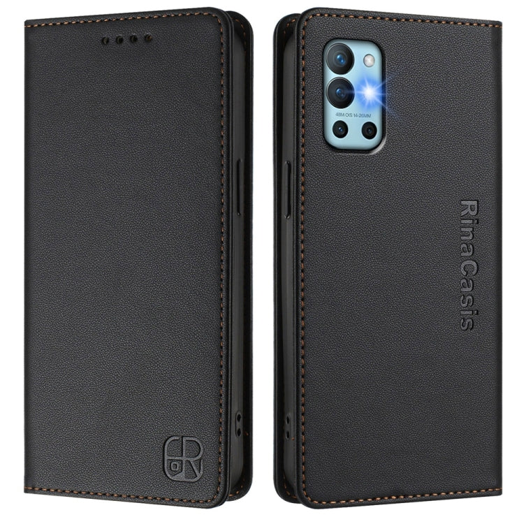 For OnePlus 9R / OnePlus 8T RC01 Dual-Folded Magnetic Suction RFID Leather Phone Case