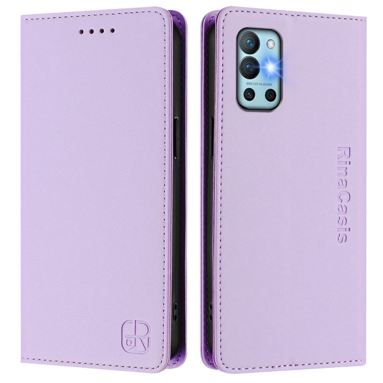 For OnePlus 9R / OnePlus 8T RC01 Dual-Folded Magnetic Suction RFID Leather Phone Case