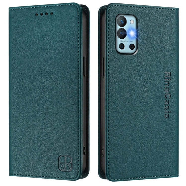 For OnePlus 9R / OnePlus 8T RC01 Dual-Folded Magnetic Suction RFID Leather Phone Case
