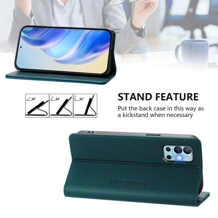 For OnePlus 9R / OnePlus 8T RC01 Dual-Folded Magnetic Suction RFID Leather Phone Case