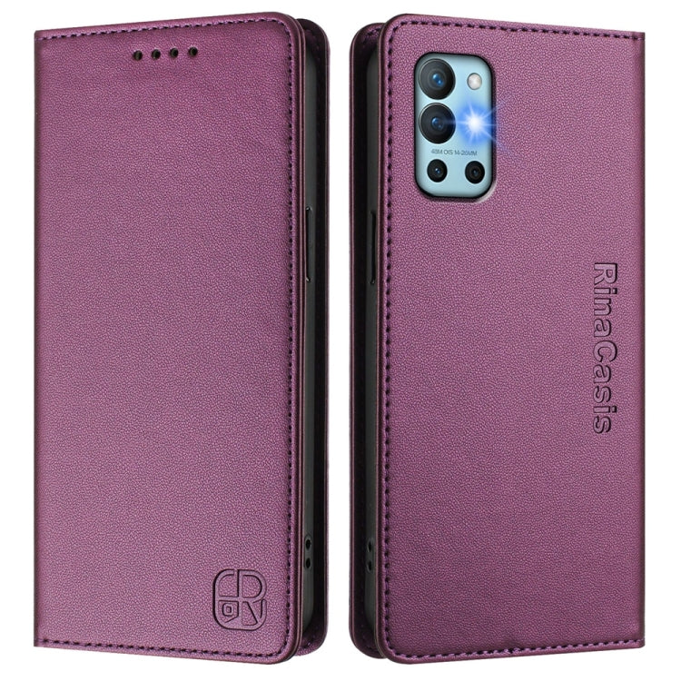 For OnePlus 9R / OnePlus 8T RC01 Dual-Folded Magnetic Suction RFID Leather Phone Case