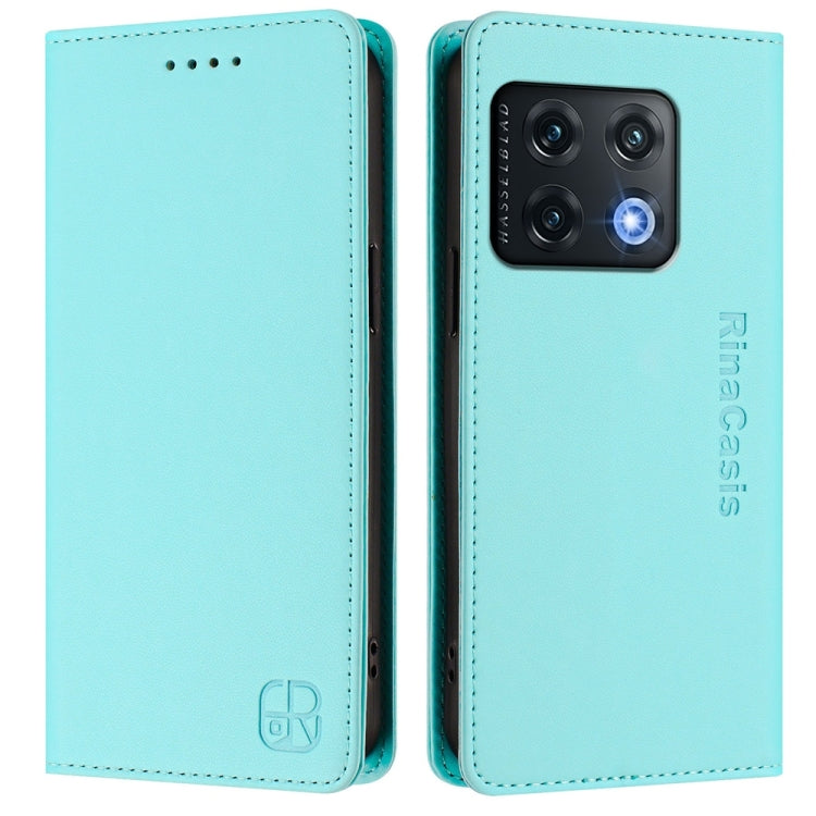For OnePlus 10 Pro RC01 Dual-Folded Magnetic Suction RFID Leather Phone Case