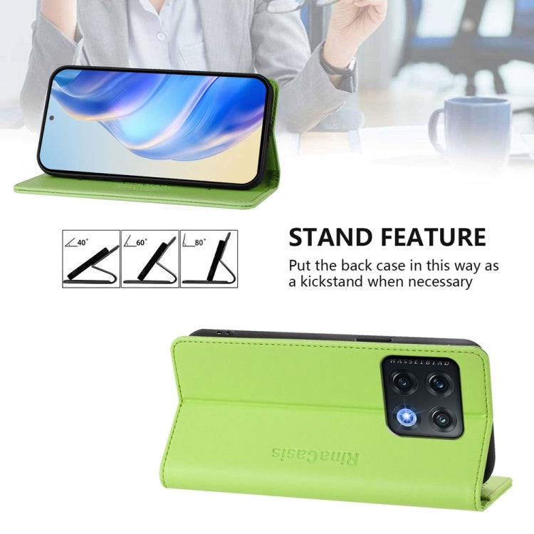 For OnePlus 10 Pro RC01 Dual-Folded Magnetic Suction RFID Leather Phone Case