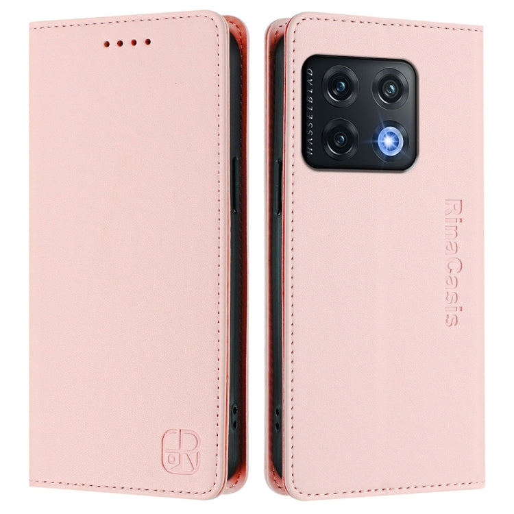 For OnePlus 10 Pro RC01 Dual-Folded Magnetic Suction RFID Leather Phone Case