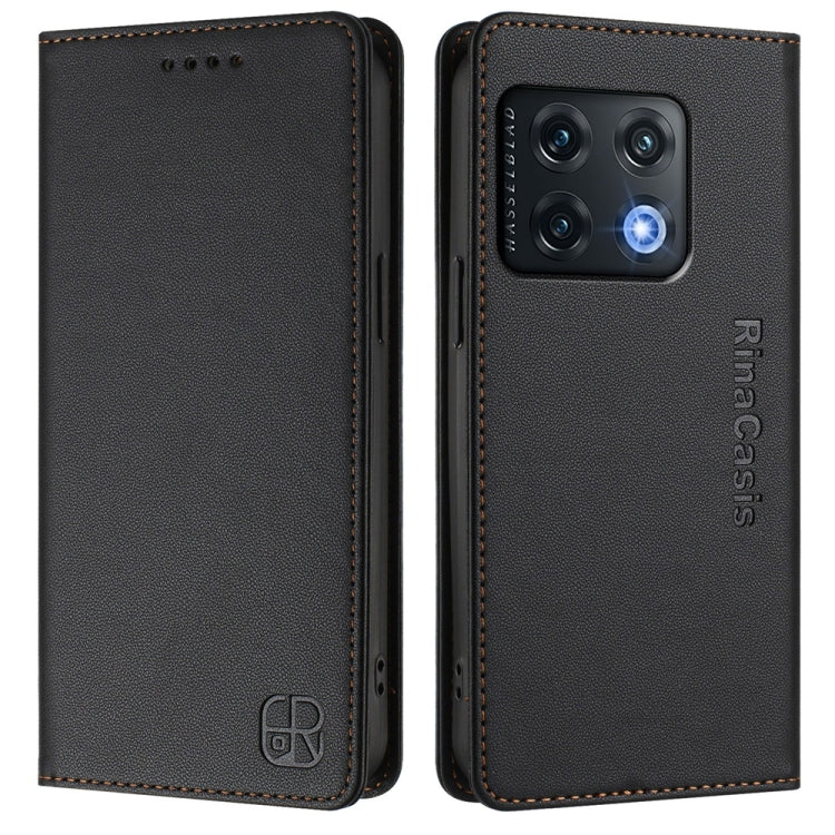 For OnePlus 10 Pro RC01 Dual-Folded Magnetic Suction RFID Leather Phone Case