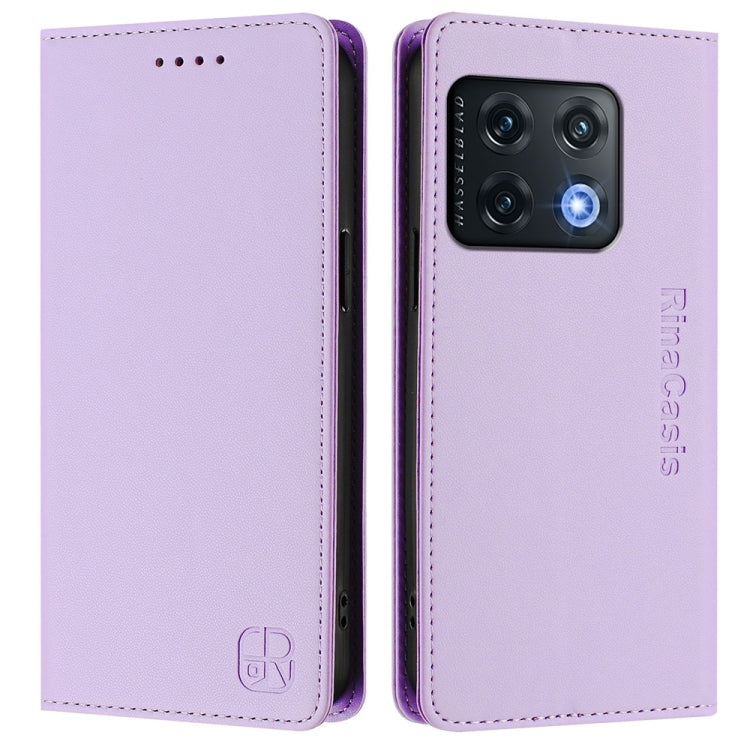 For OnePlus 10 Pro RC01 Dual-Folded Magnetic Suction RFID Leather Phone Case