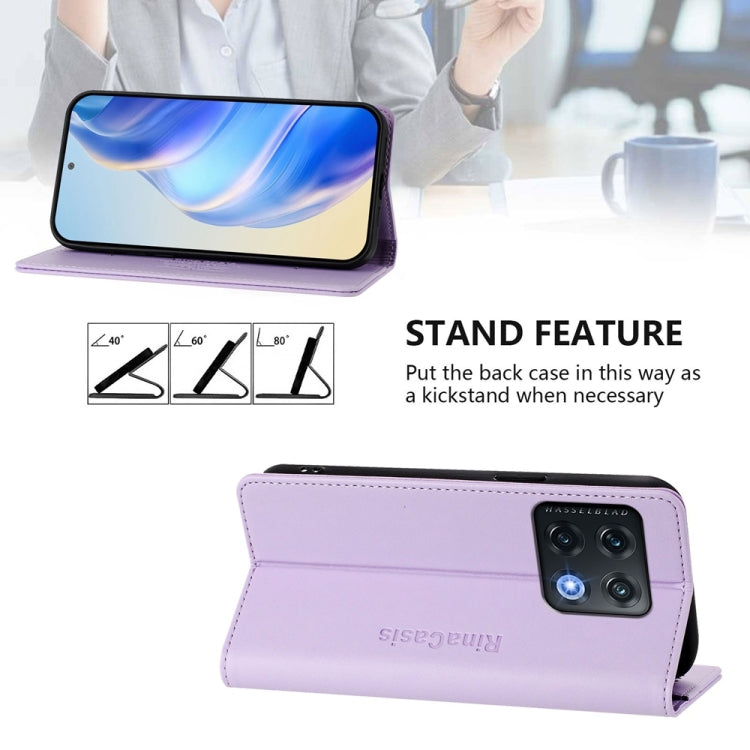 For OnePlus 10 Pro RC01 Dual-Folded Magnetic Suction RFID Leather Phone Case