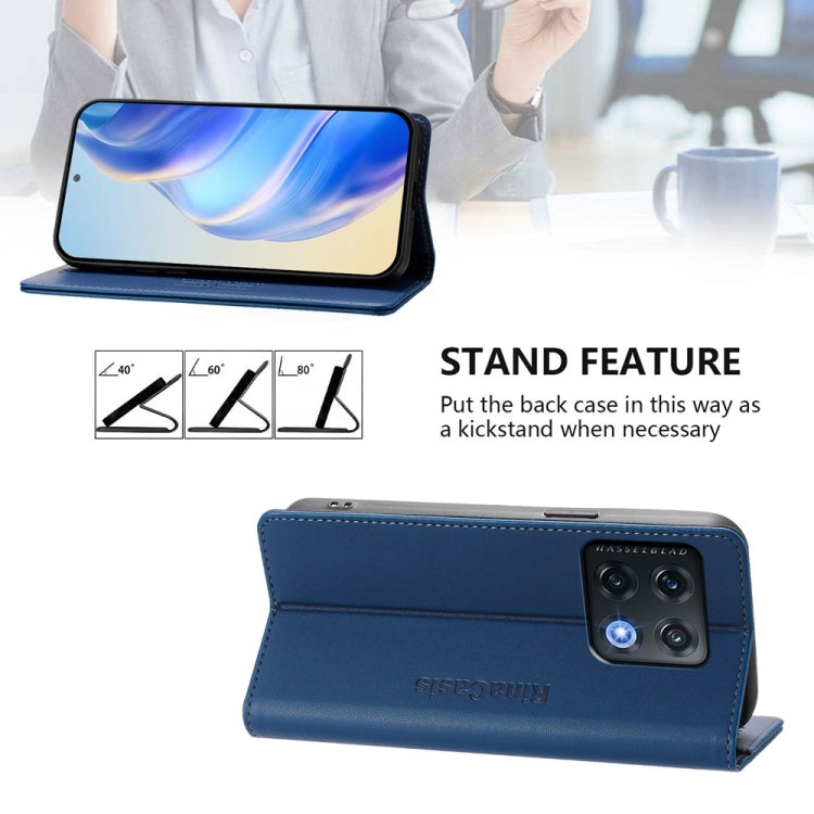 For OnePlus 10 Pro RC01 Dual-Folded Magnetic Suction RFID Leather Phone Case