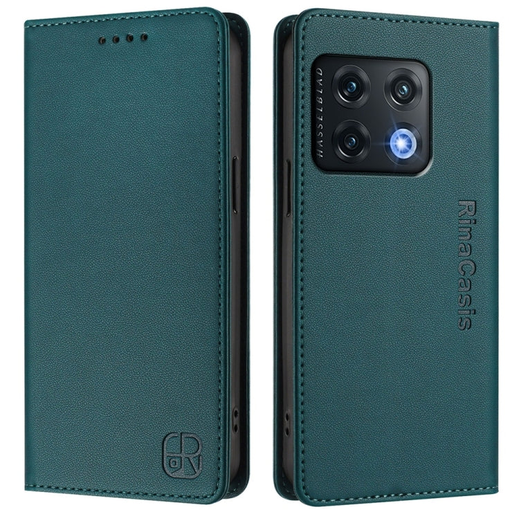 For OnePlus 10 Pro RC01 Dual-Folded Magnetic Suction RFID Leather Phone Case