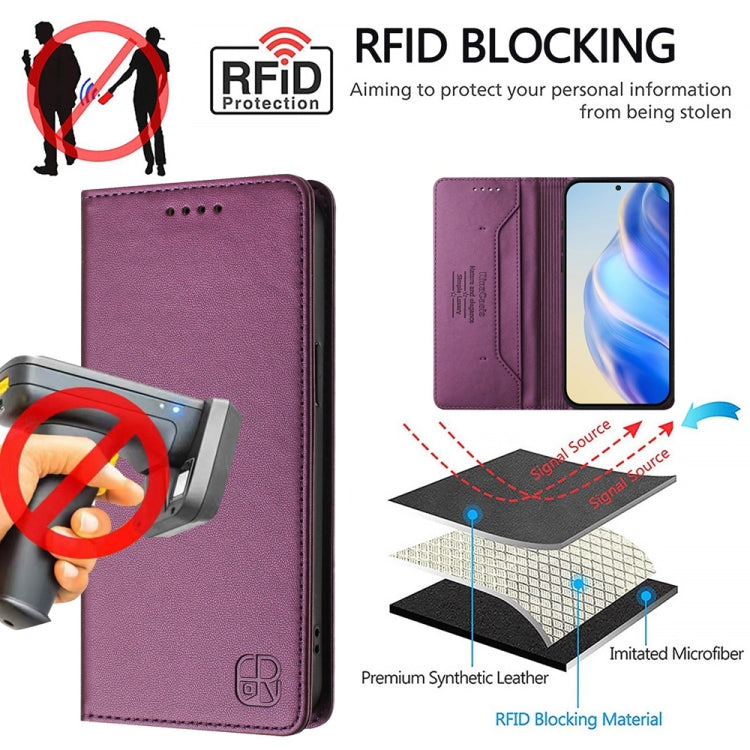 For OnePlus 10 Pro RC01 Dual-Folded Magnetic Suction RFID Leather Phone Case