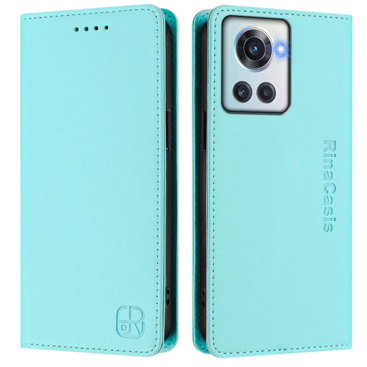 For OnePlus 10R / OnePlus Ace RC01 Dual-Folded Magnetic Suction RFID Leather Phone Case