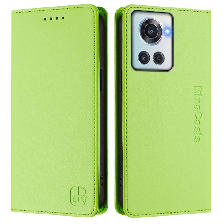 For OnePlus 10R / OnePlus Ace RC01 Dual-Folded Magnetic Suction RFID Leather Phone Case